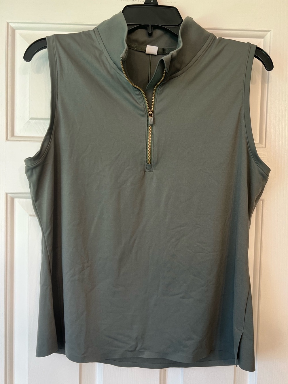 Rhone Course to Court 1/4 Zip Mock Neck Tank Sage Green XL